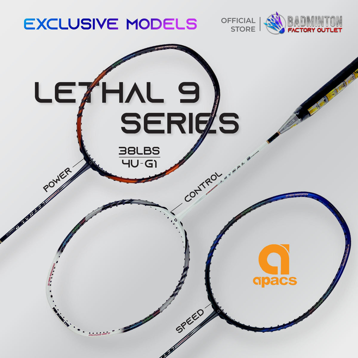 Apacs Lethal 9 Exclusive Models Badminton Racket | Max 38Lbs | 4UG1