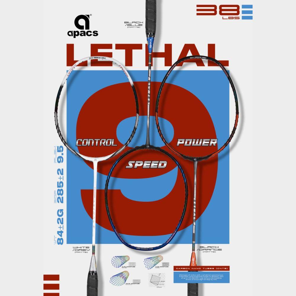 Apacs Lethal 9 Exclusive Models Badminton Racket | Max 38Lbs | 4UG1