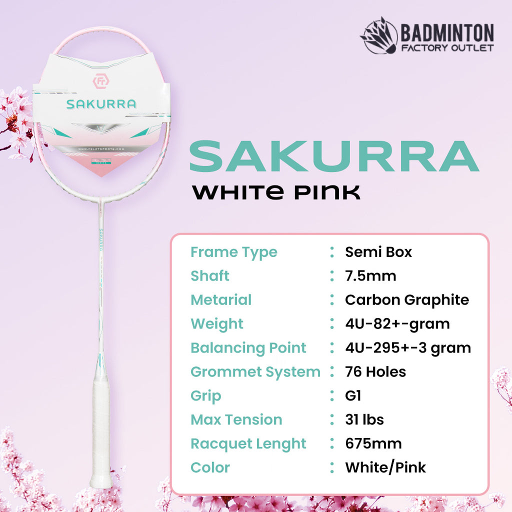 FELET Sakurra Badminton Racket (White Pink) | 4UG1