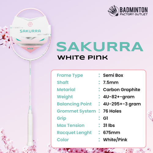 FELET Sakurra Badminton Racket (White Pink) | 4UG1